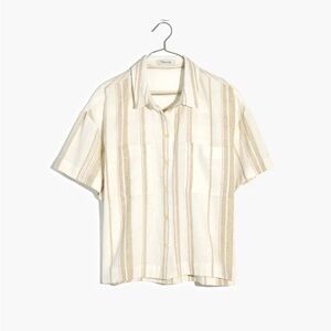 NWT Madewell Striped Button-Up Shirt and Shorts Set - Plus- 2X - Tan and White